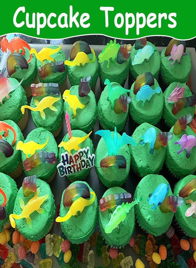 AugToy 48Pcs Glow in Dark Mini Dinosaur Figures Kids Valentines Day Gifts School Birthday Party Favors Supplies Dino Cupcake Toppers Pinata Goodie Bags Stuffers Classroom Prizes Carnival Treasure Bulk Toy - Image 5